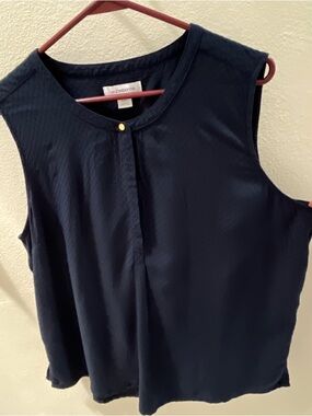 Liz Claiborne Women's Sleeveless Top Diamond Print Blue Navy Size XXL